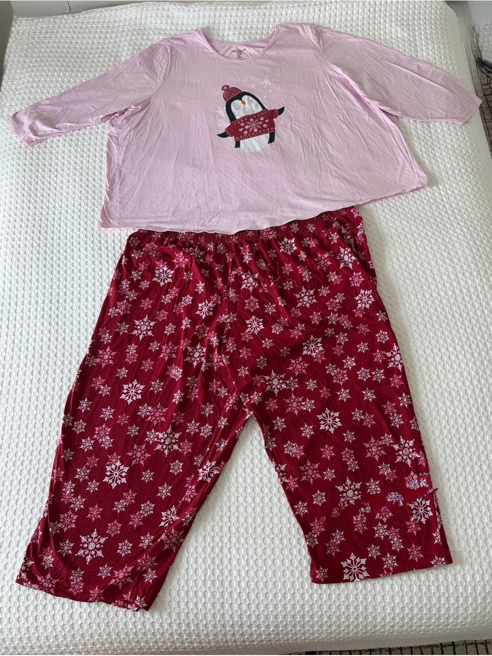 Dreams & Co. Pink Penguin Christmas Pajama Set 6X 100% Cotton 2-Piece - Picture 3 of 8